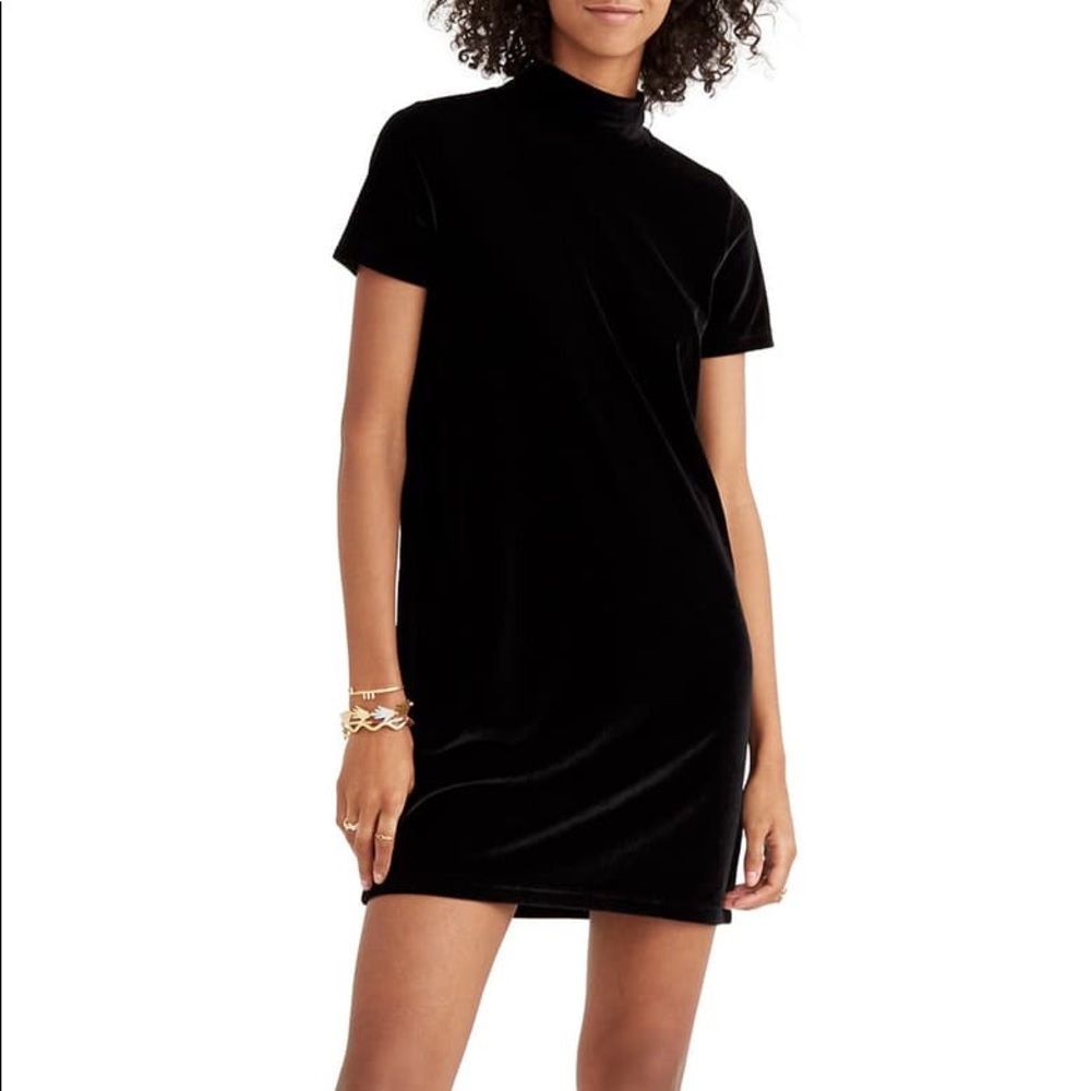 *NWT Madewell Black Velvet Mockneck Mini Dress